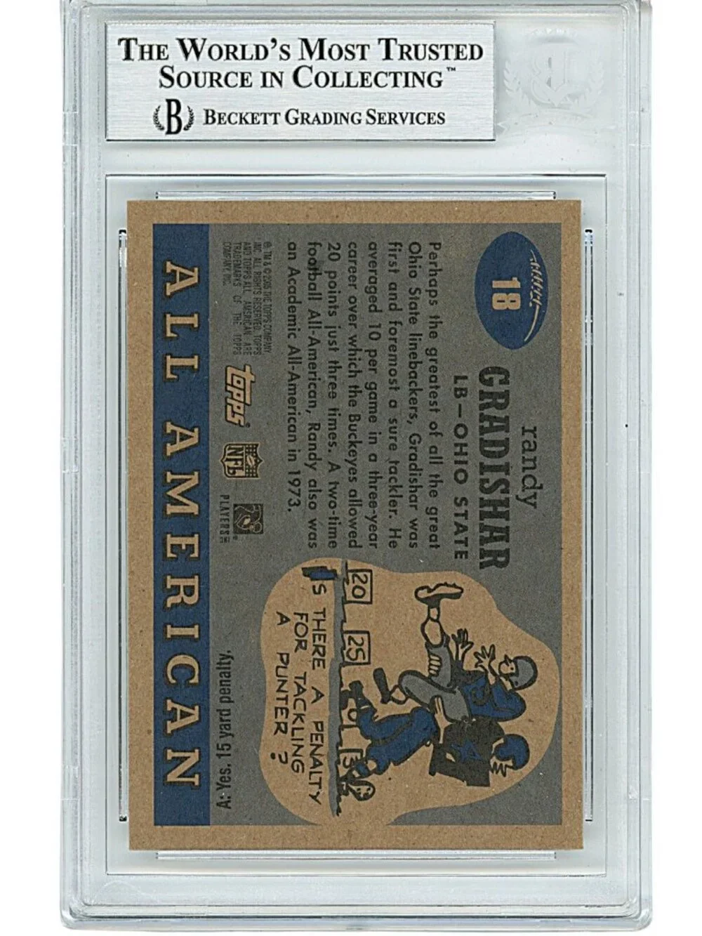 Randy Gradishar Signed Ohio State '05 Topps Football Card Beckett Slab Autograph